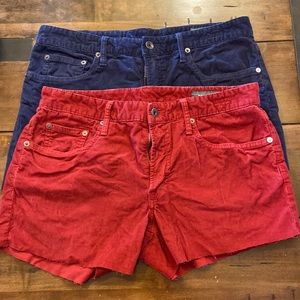 Thrifted Bonobos Mens size 31 corduroy pants cut for woman 3” inseam shorts.
